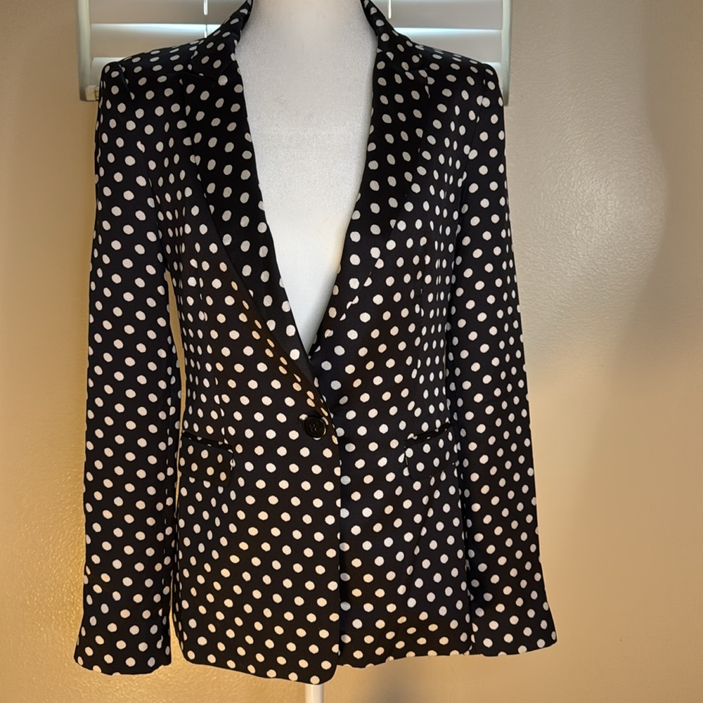 Zara Black and White Polka Dot Blazer - Picture 2 of 8